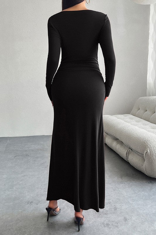 Ruched hip maxi dress