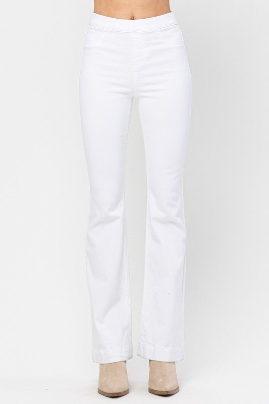 White pull on flares