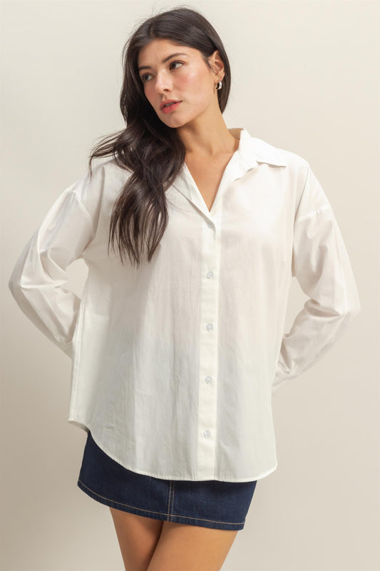 White poplin button down