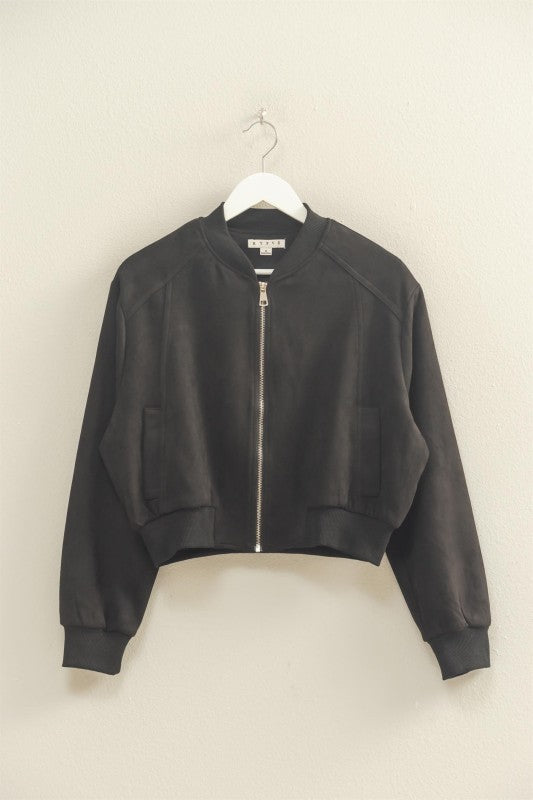 Suede bomber jacket