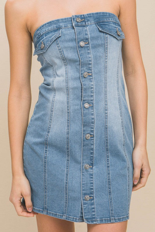 Strapless denim dress