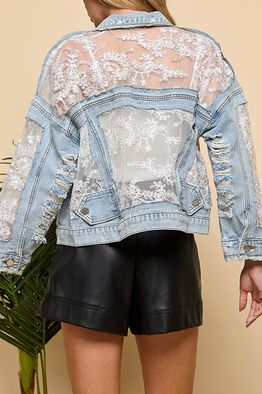 Lace denim jacket