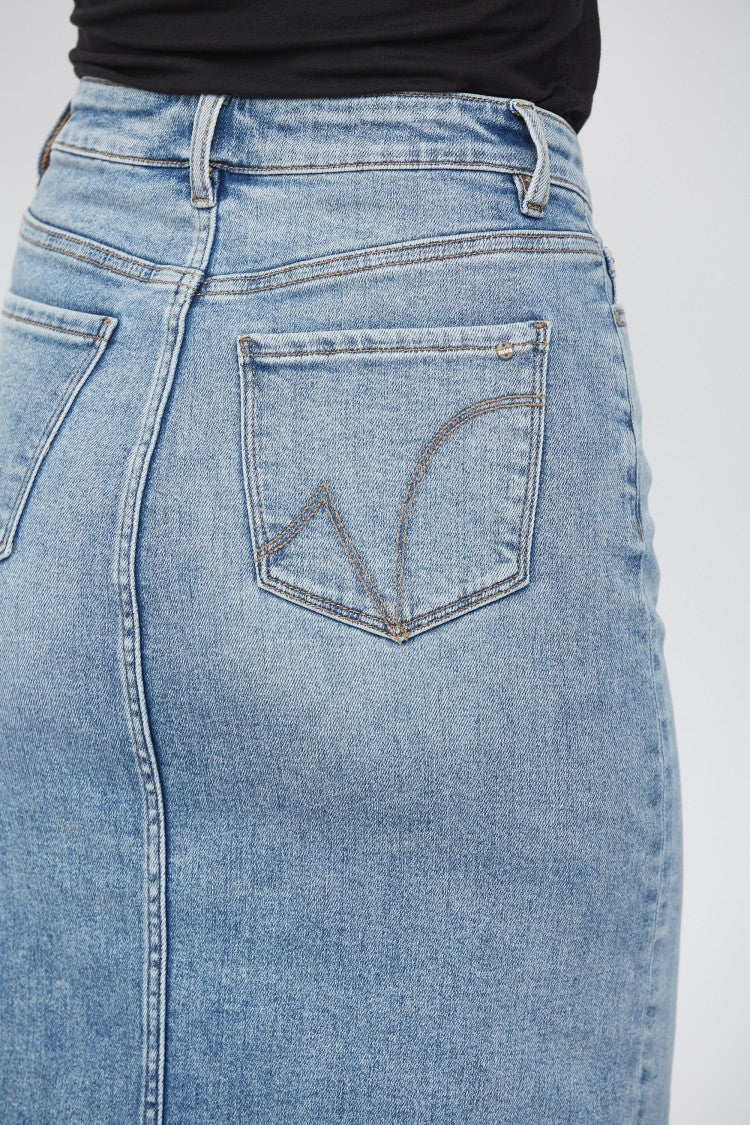 High rise Distressed midi skirt