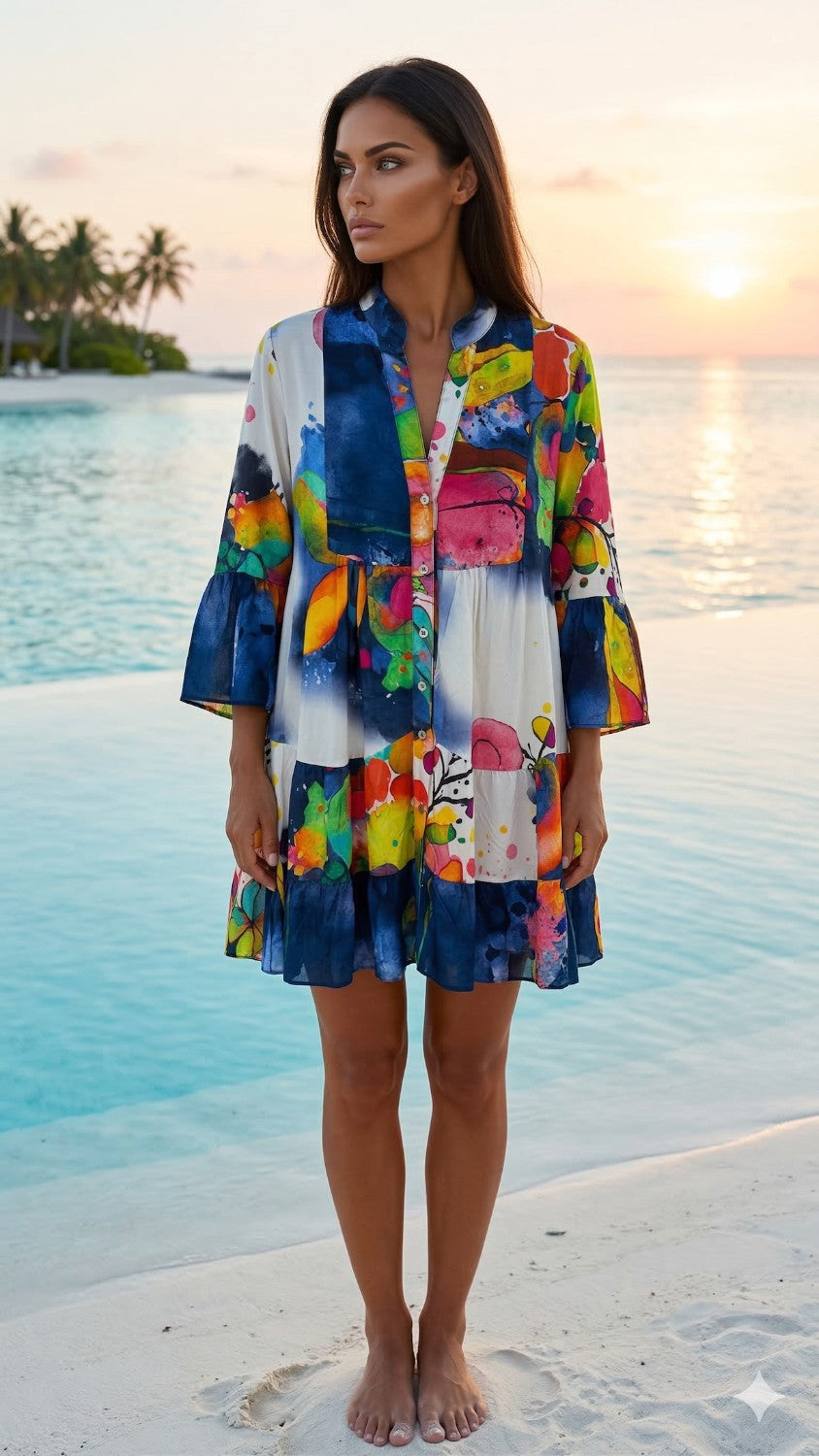 Abstract tiered mini dress (one size)