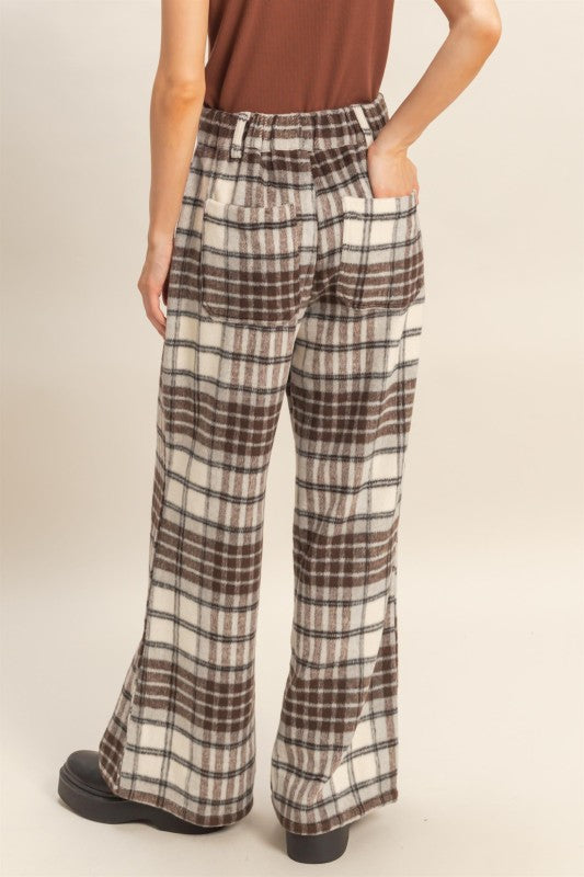 Brushed-finish Checkered Trousers