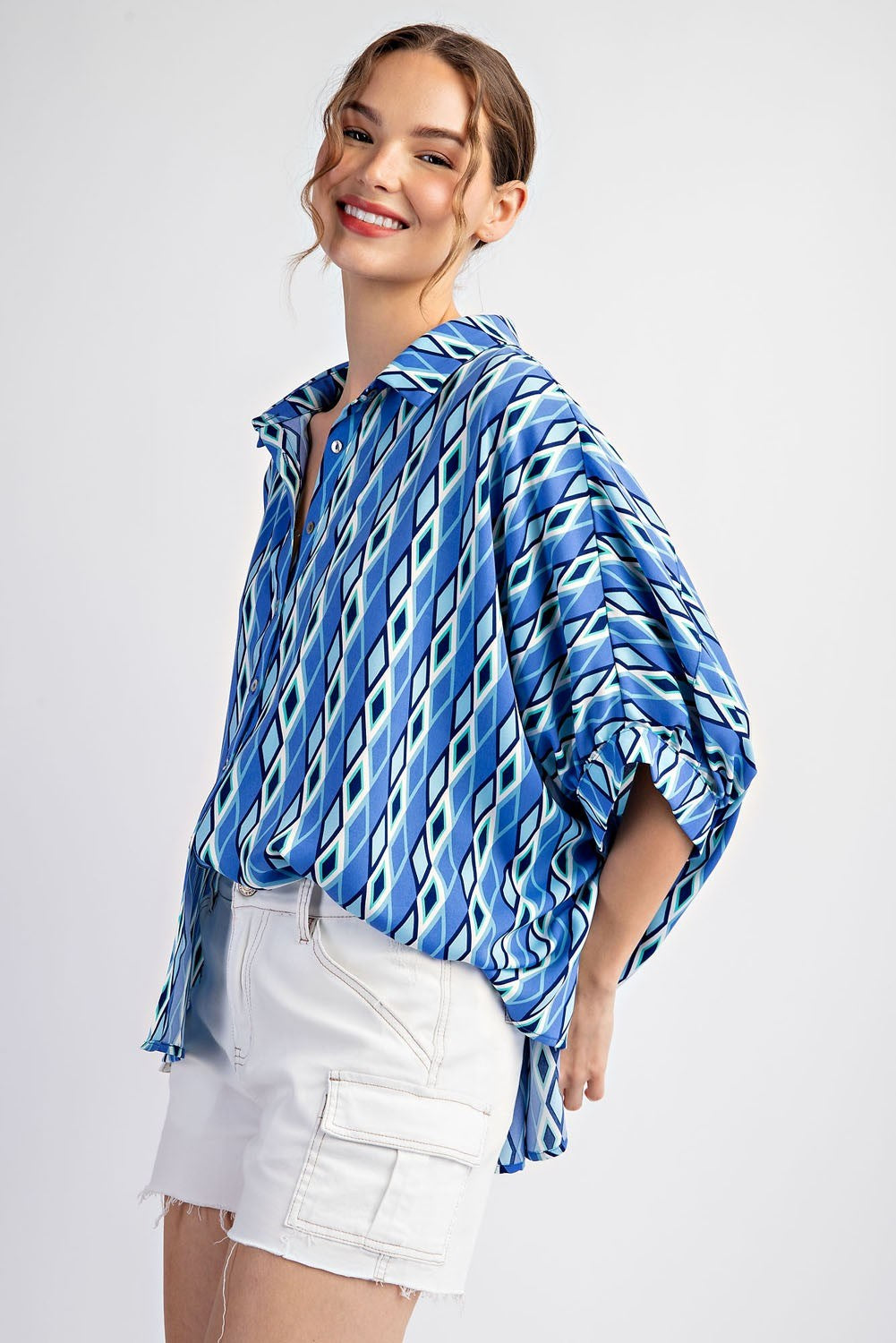 Printed dolman sleeve blouse (2 colors)