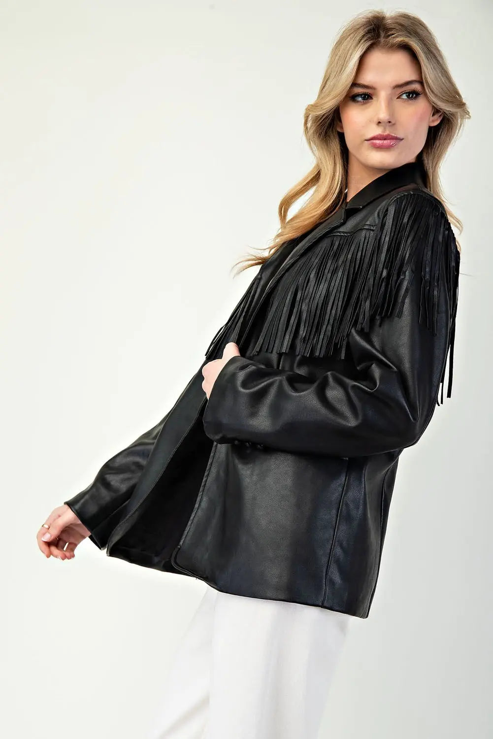 Fringe vegan leather jacket (2 colors)