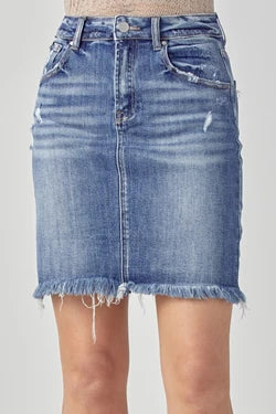 Medium wash Denim skirt by Risen