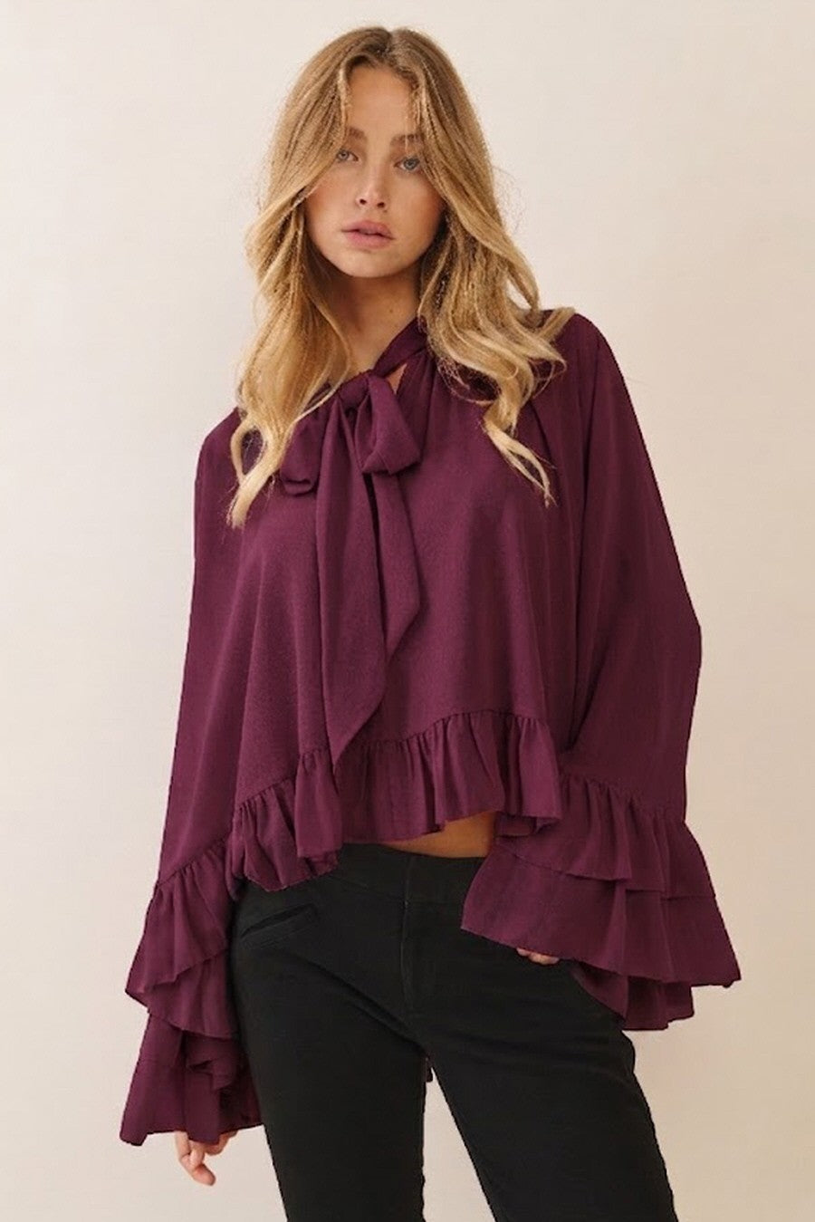 Ruffled chiffon blouse