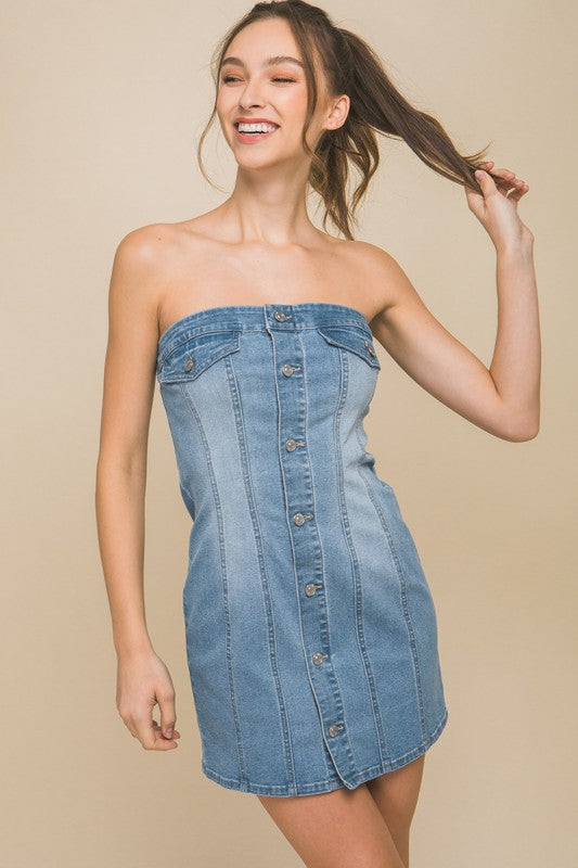 Strapless denim dress