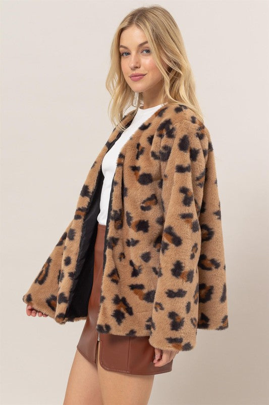 Leopard open front jacket