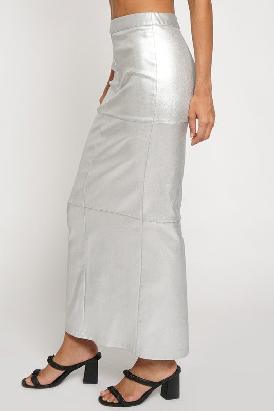 Metallic slim maxi skirt