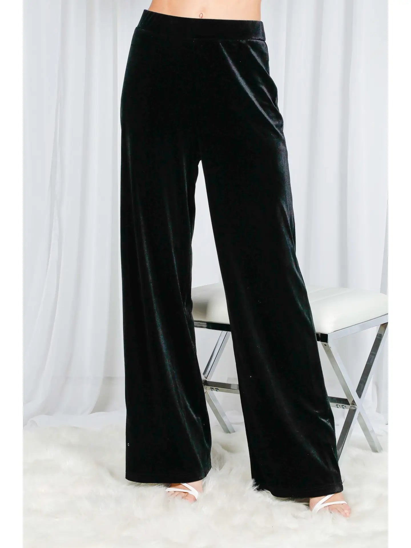 High rise black velour pants
