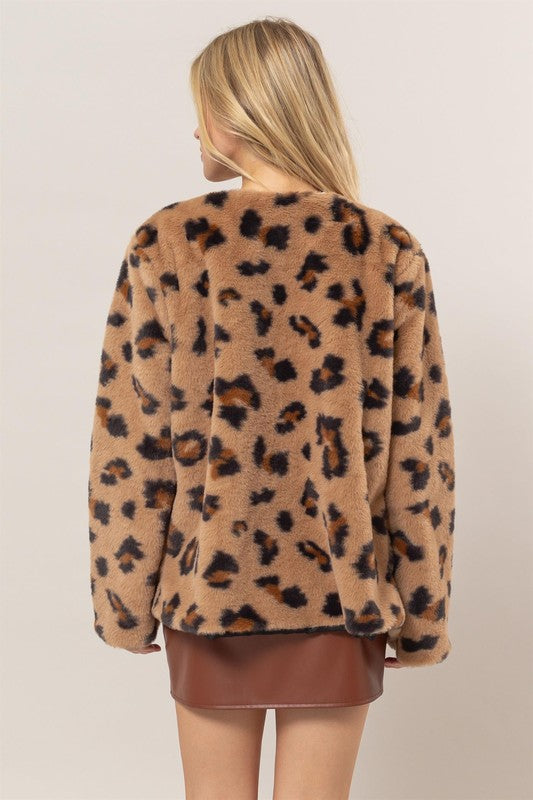 Leopard open front jacket