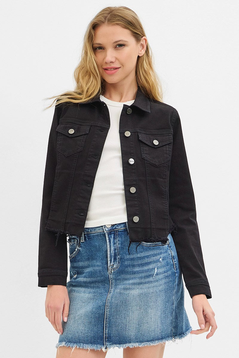 Irregular frayed hem jacket by Risen