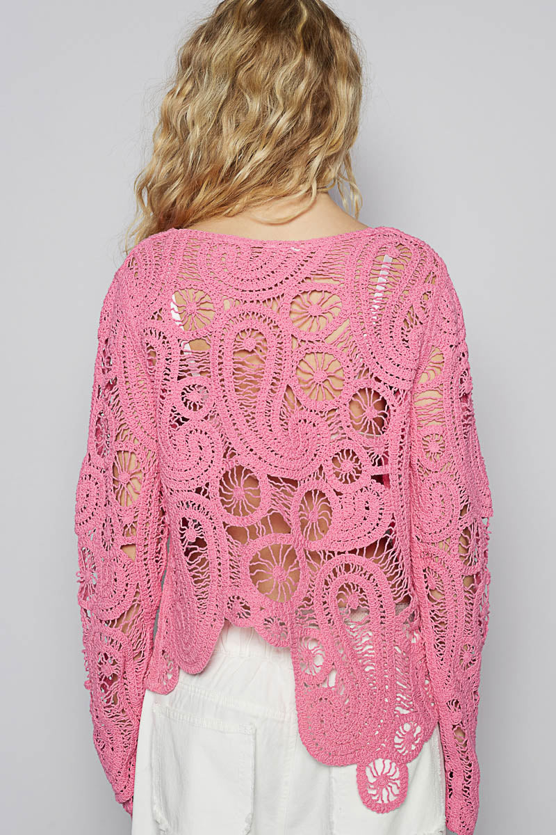 Pink crocheted sweater (one size)