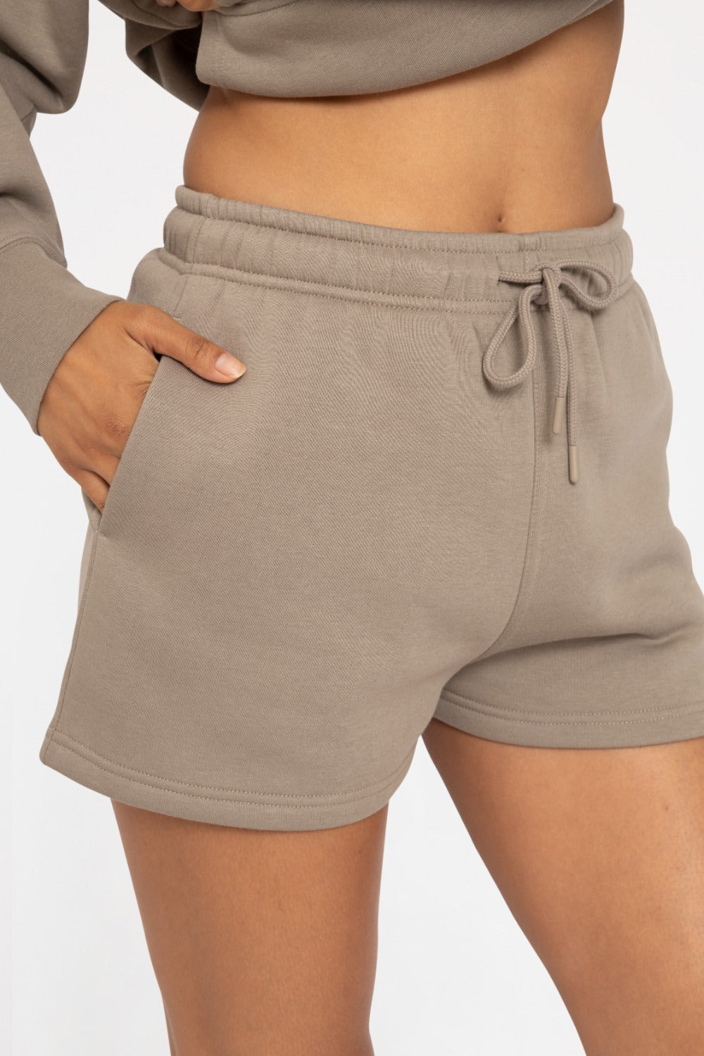 Sweat shorts in warm taupe