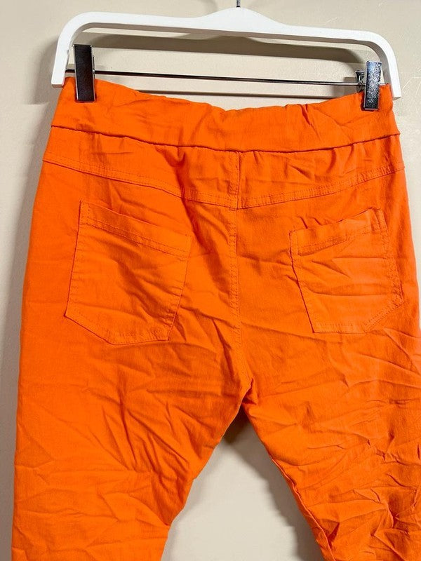 Orange crinkle joggers
