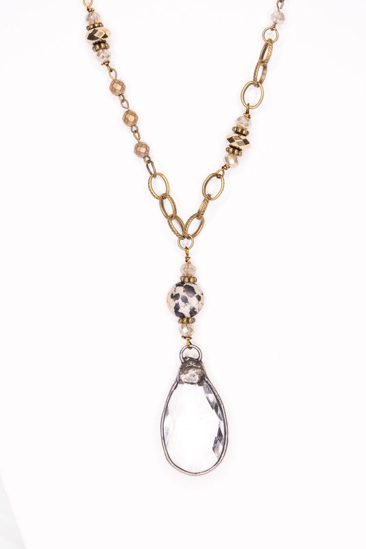 Teardrop pendant long necklace