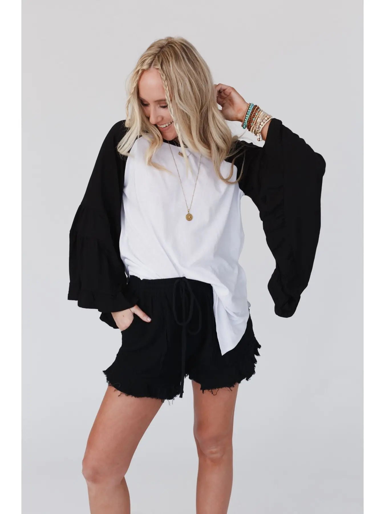 Bell sleeve baseball tee