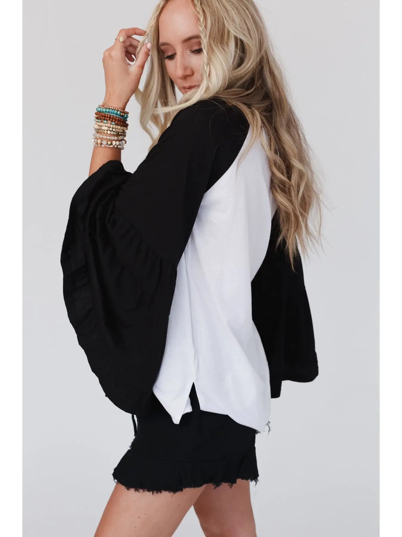 Bell sleeve baseball tee