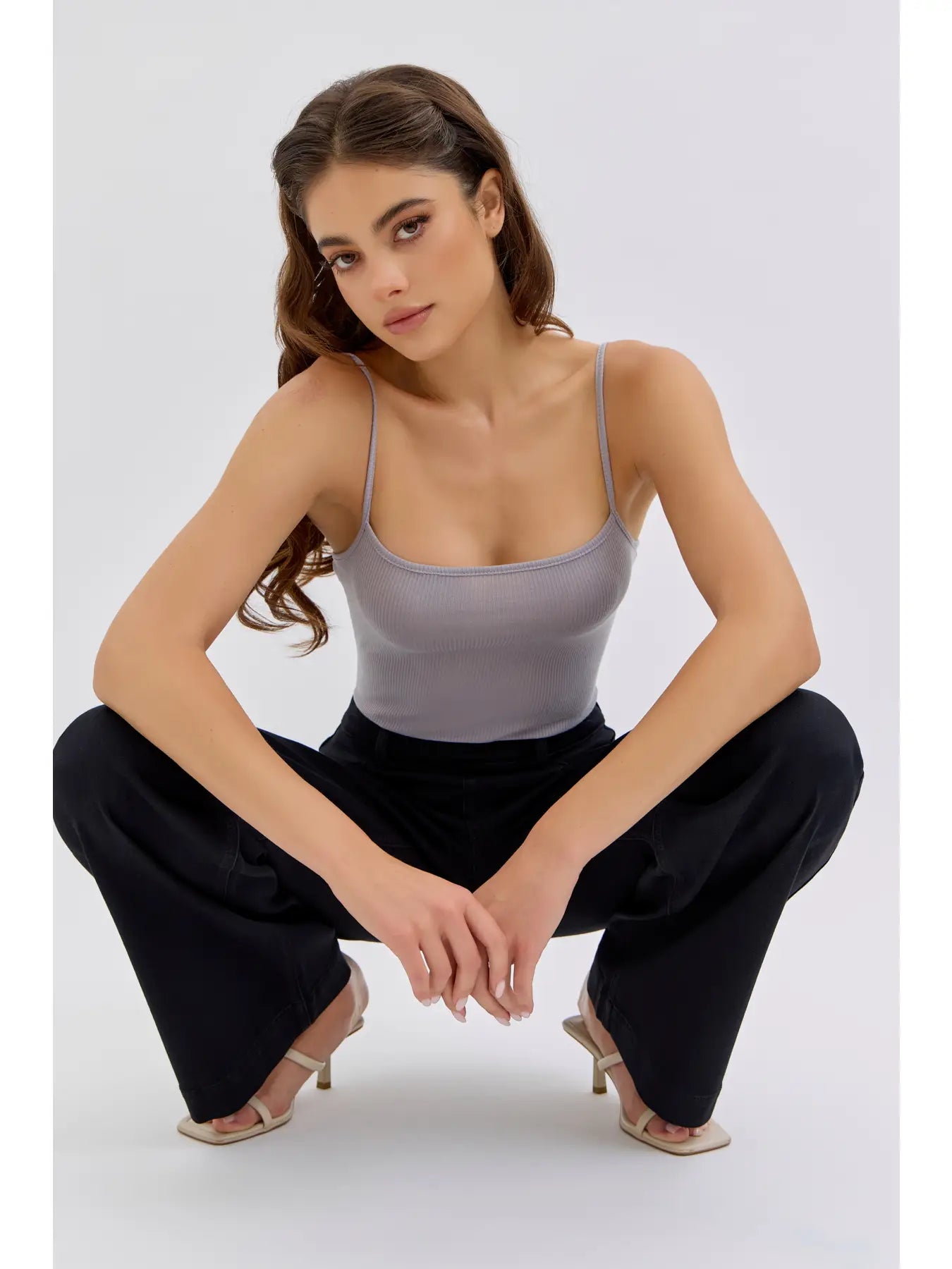 High rise pull on wide leg denim