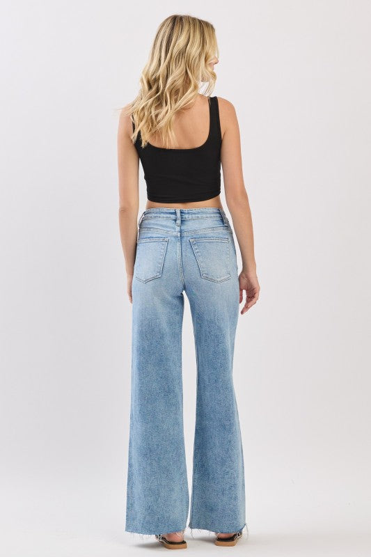 High rise wide leg jeans