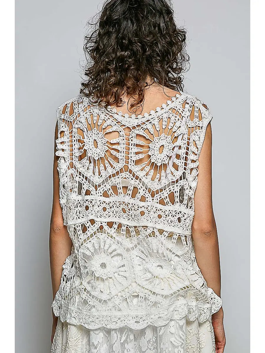 Boho crochet relaxed fit top (one size)