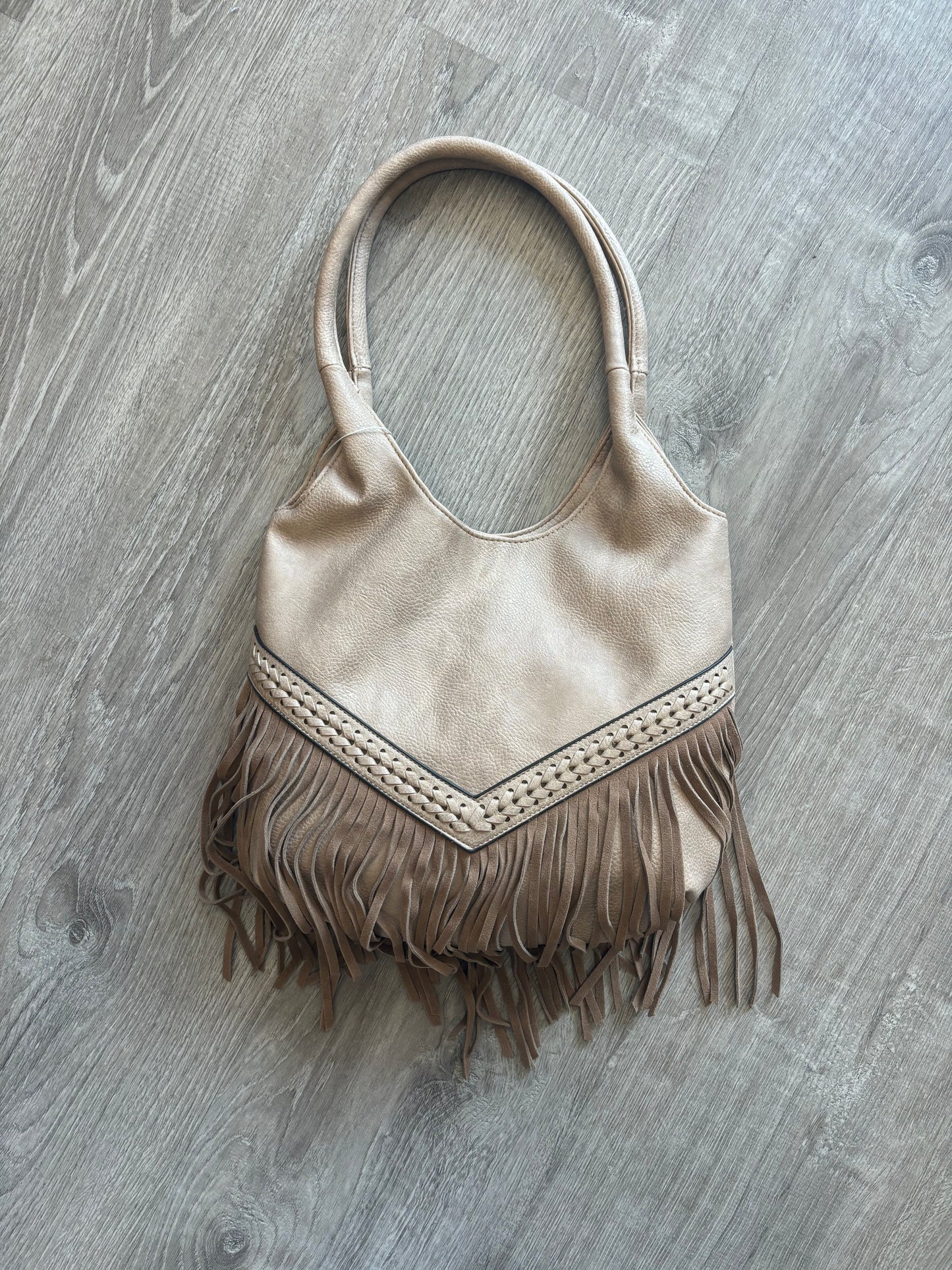 Stone fringe hobo bag