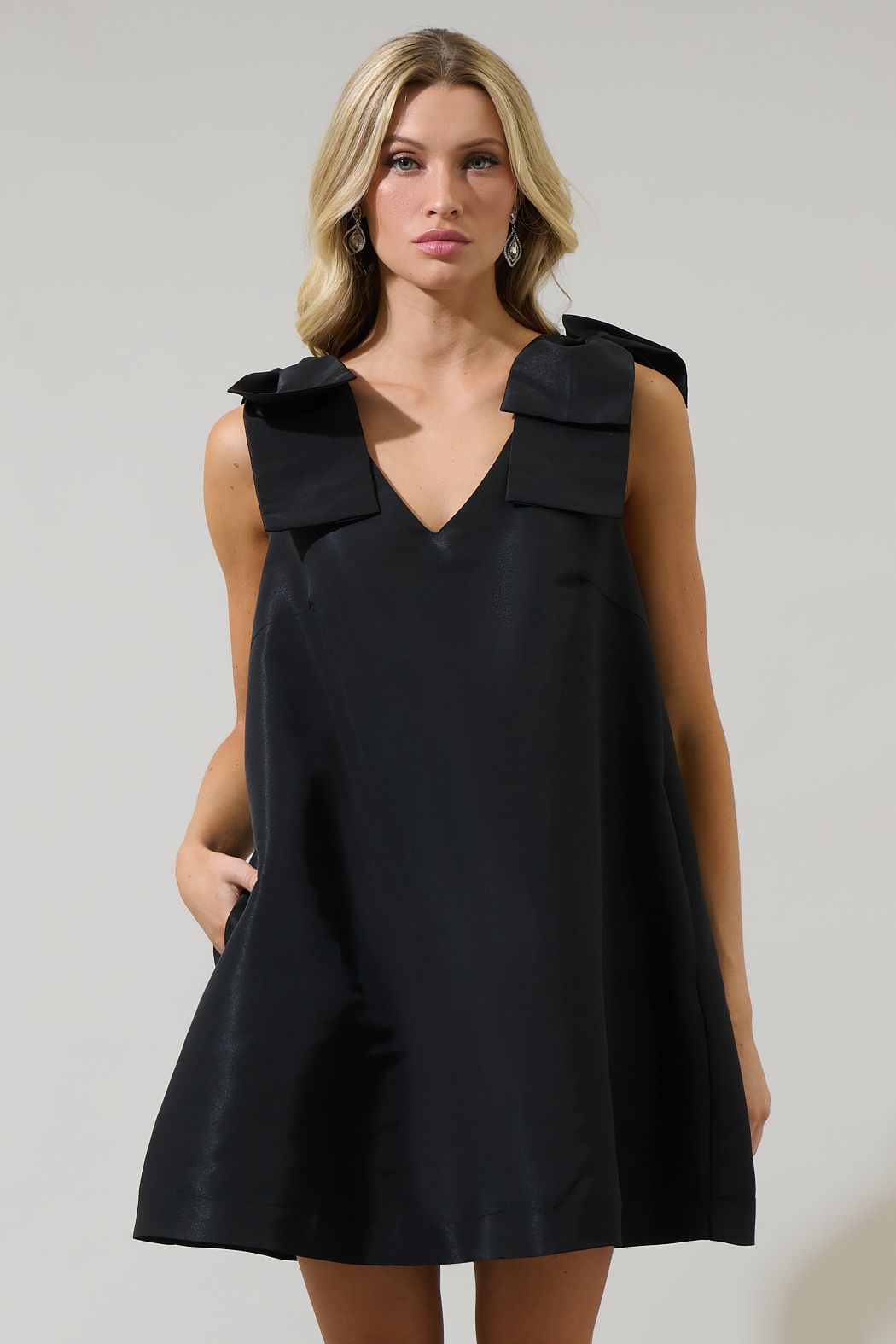 Bow trapeze mini dress