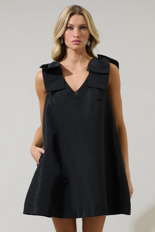 Bow trapeze mini dress