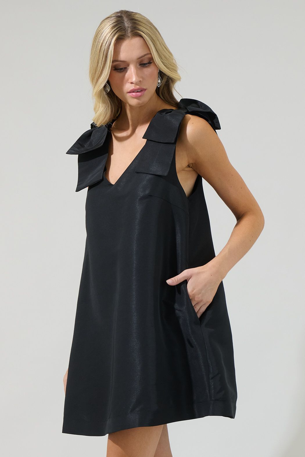 Bow trapeze mini dress