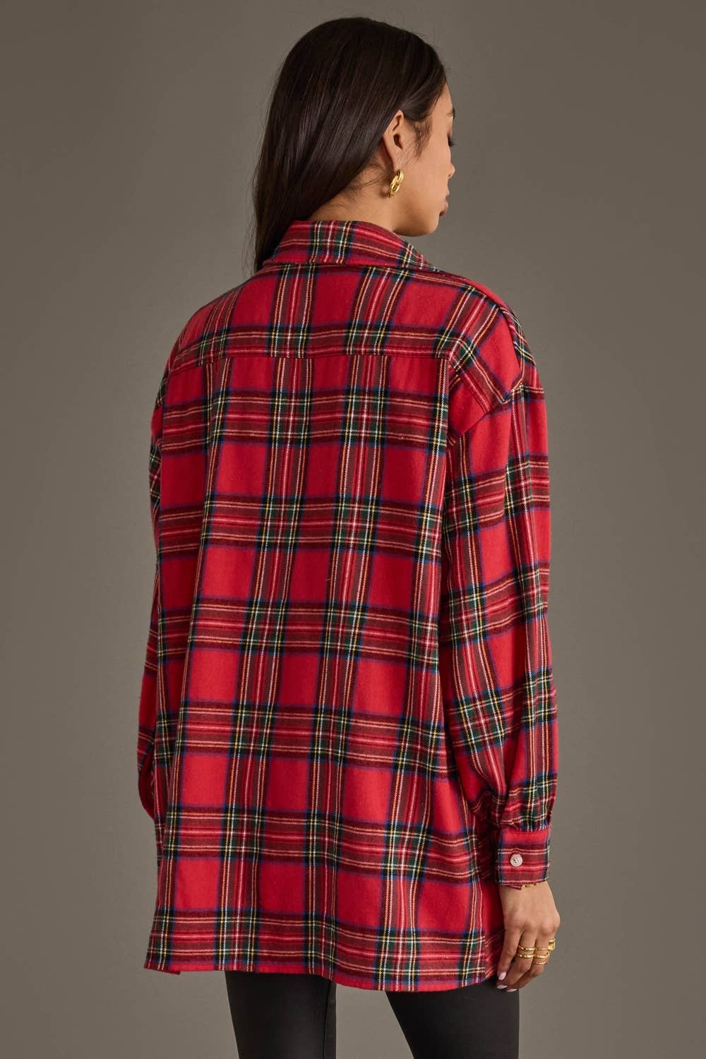 Red Multicolor Boyfriend Flannel Button Up