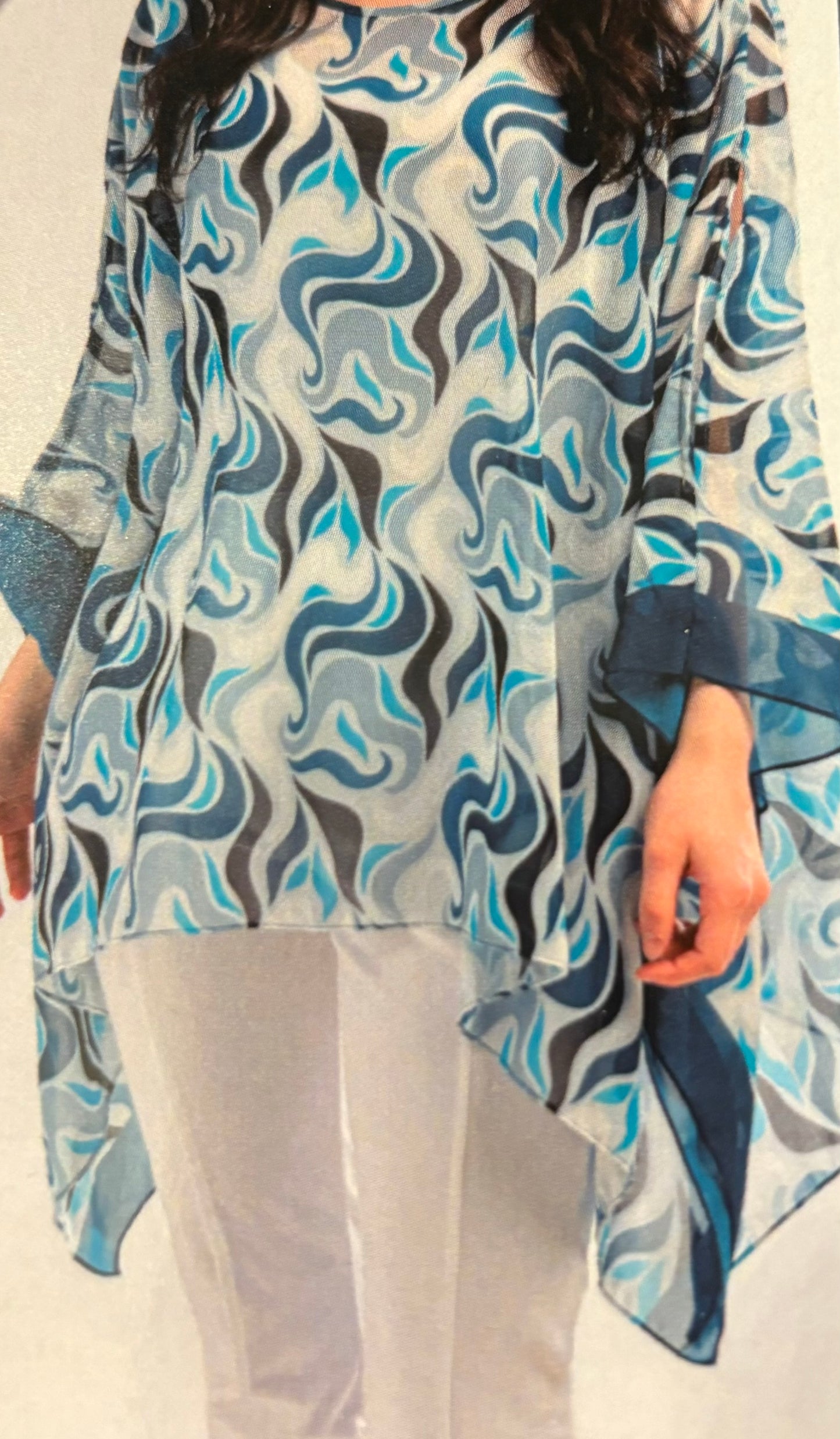 Swirl patterned sheer poncho/cover up