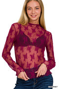 Sheer lace burgundy top