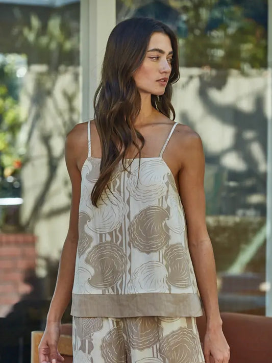 Cream & tan cami top