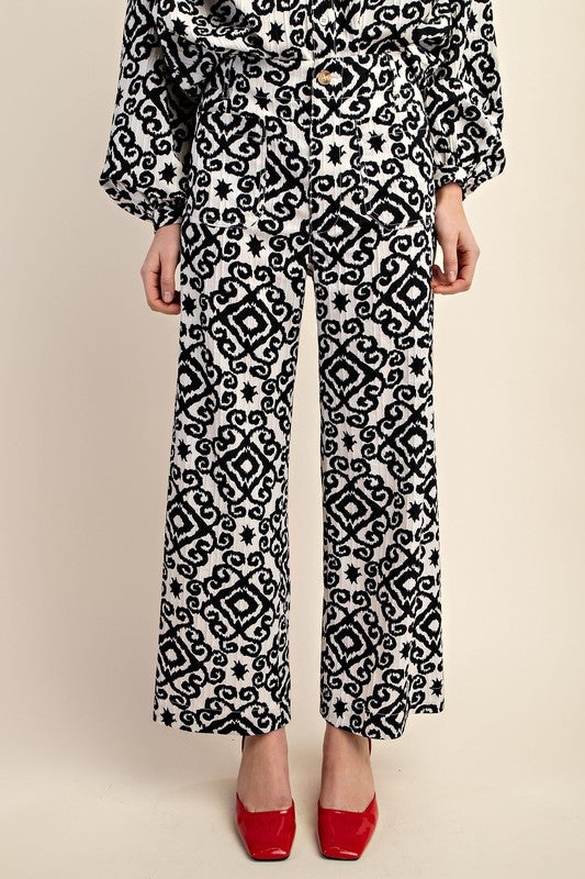 Geo print flowy ankle pant