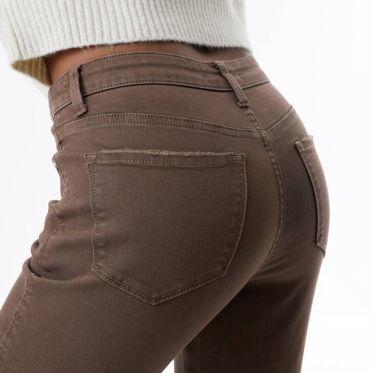 High Rise Flare Leg Jeans with Side Slits OSF1037