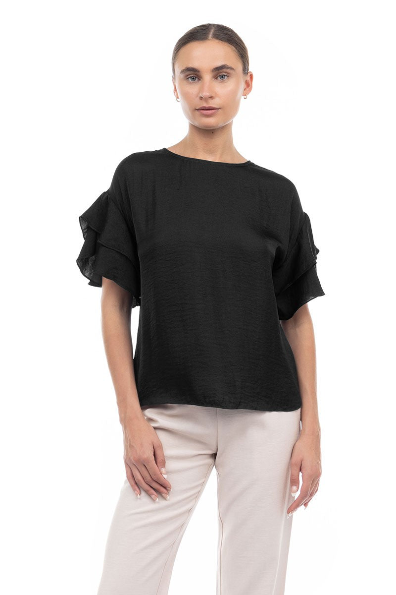 Double ruffle sleeve blouse