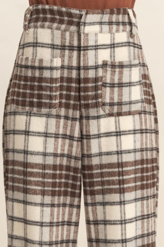 Brushed-finish Checkered Trousers