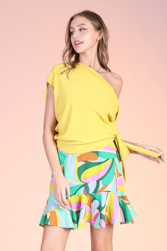 Washed Poly Silk Surplice Caftan Top