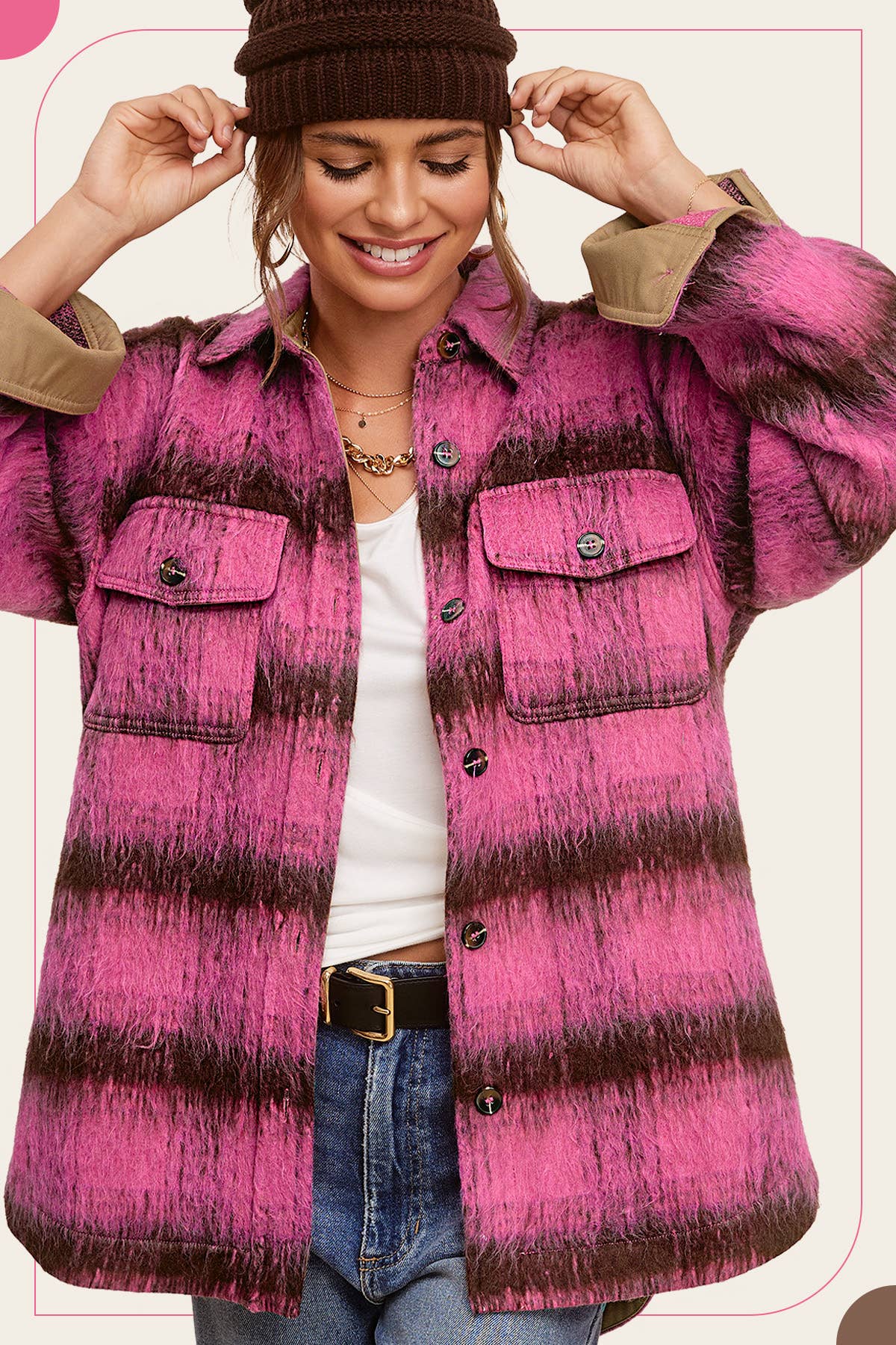 JKT1800-Brushed Mohair Button Down Oversized Jacket Fall