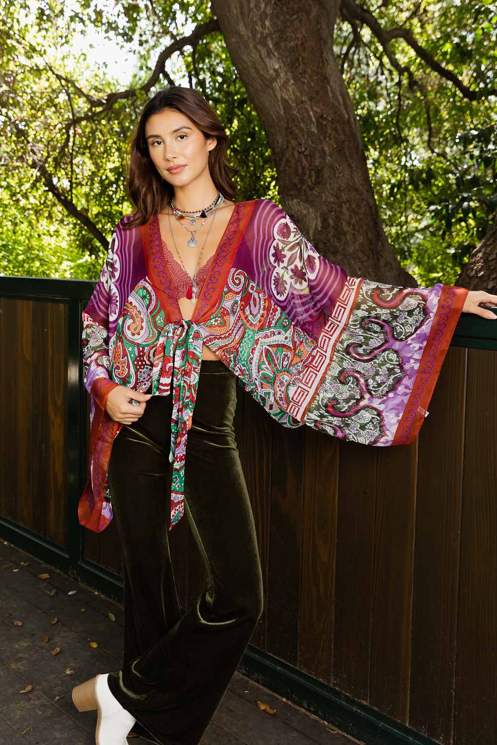 Boho sheer tie front wrap (3 colors) one size