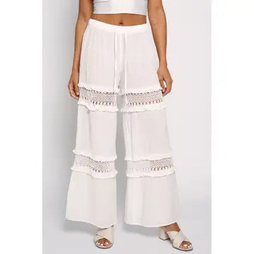 Open lace detail drawstring pant