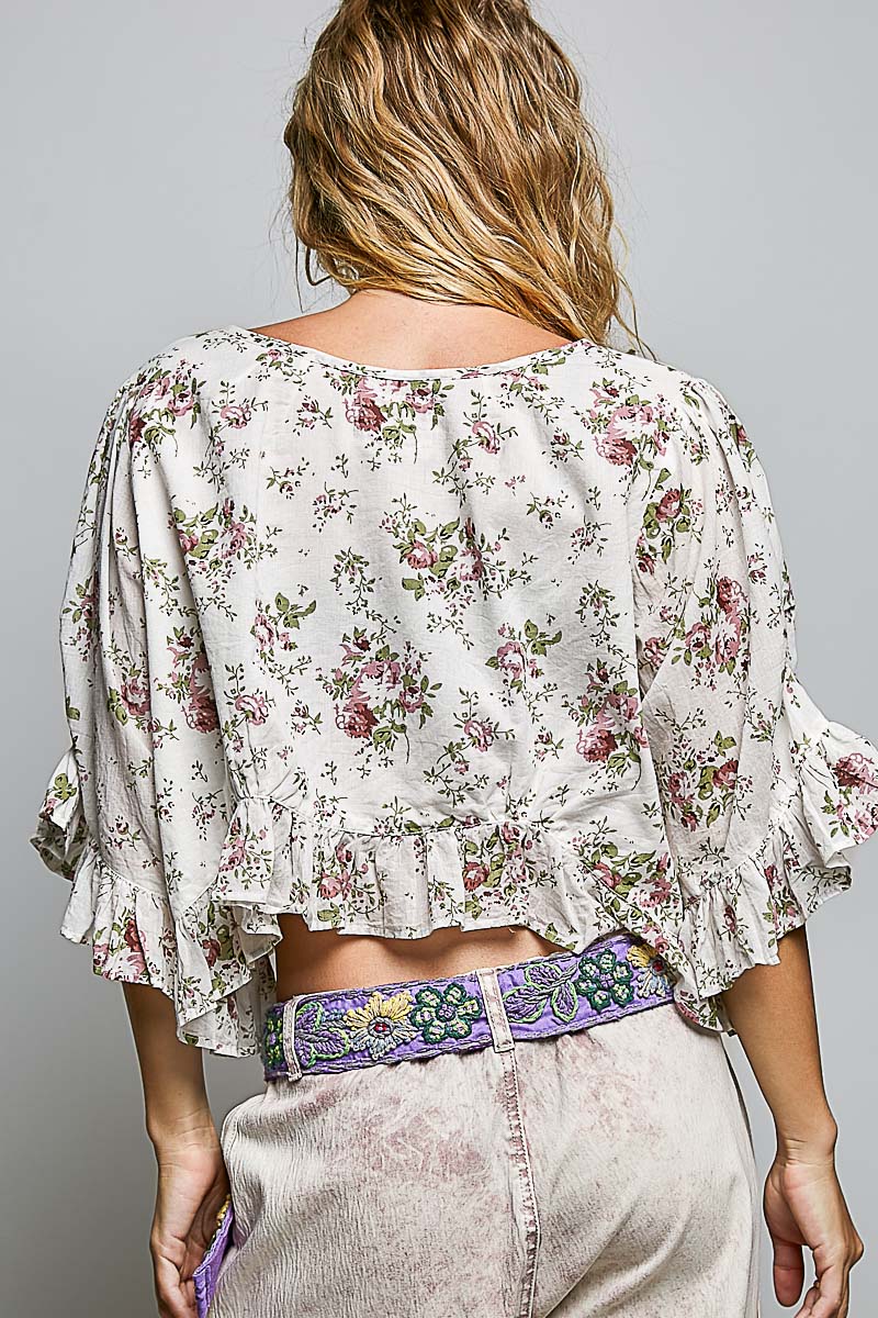Floral top with front tie