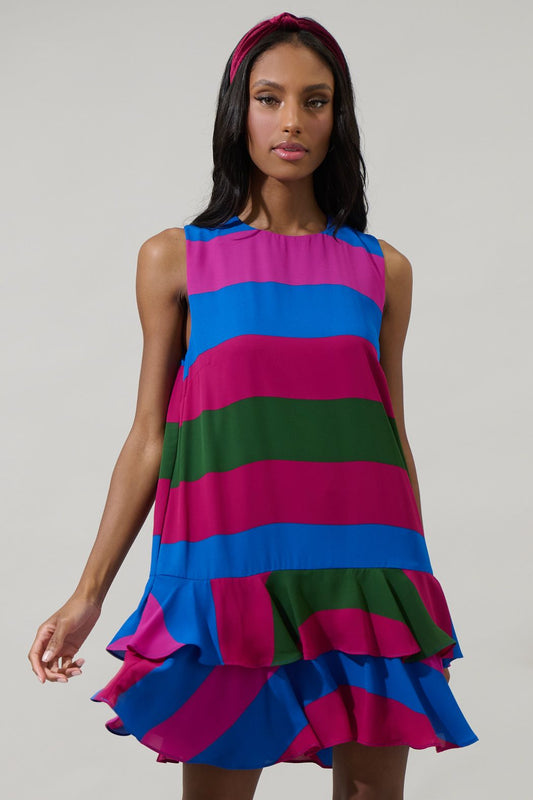 Striped shift mini dress