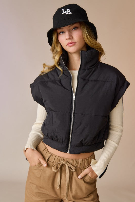 Cropped puffer vest