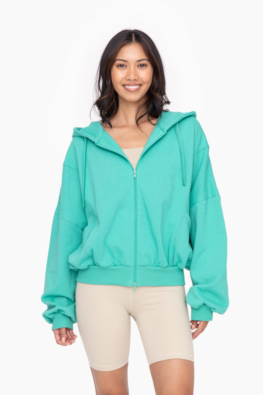 Zip up hoodie in sea green