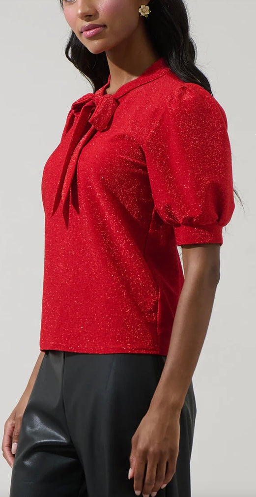 Shimmer bow tie top