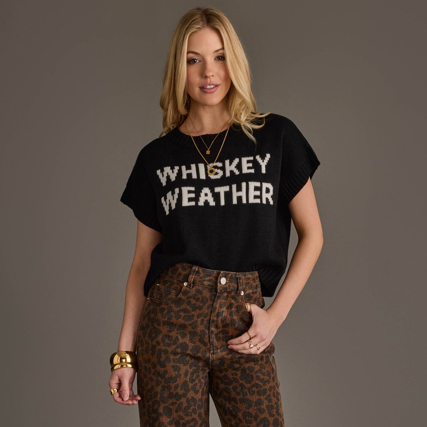 Black & White Whiskey Weather Short Sleeve Sweater